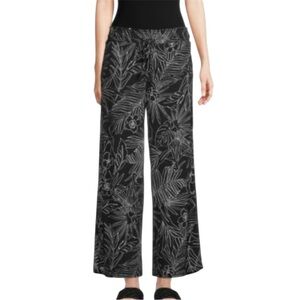 Elegant Black Floral Wide-Leg Pants